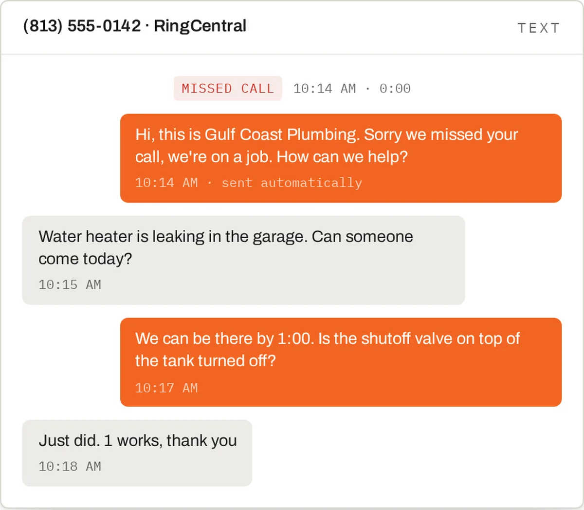 How ringcentral activity appears in Contractor Systems